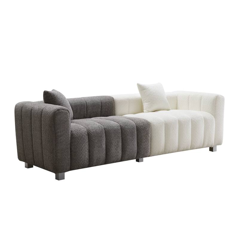 Modern Bubble Upholstered Couch Sofa with Metal Base Legs and 2 Pillows for Living Room and Guest Room