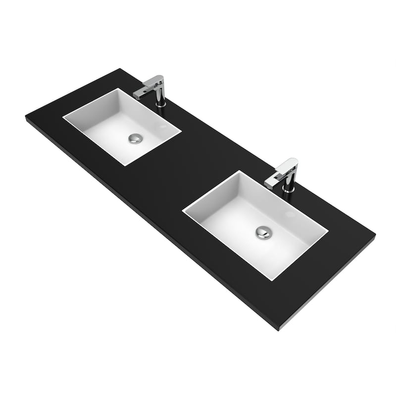Serenity Solid-Surface Bathroom Vanity Top with Sink - 60" - Black