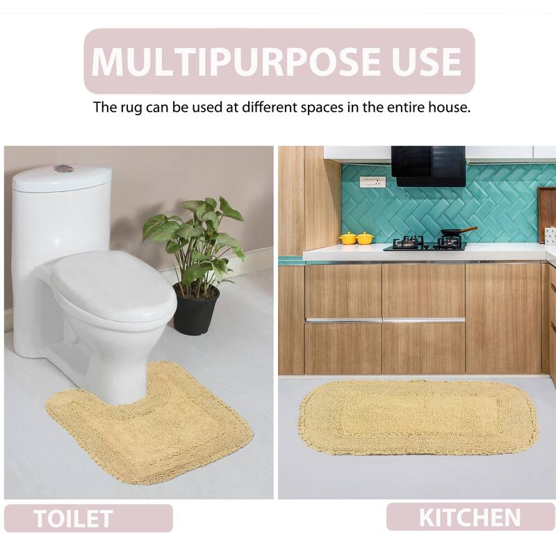 Radiant Collection Absorbent Cotton 2 Piece Set Machine Washable Bath Rug