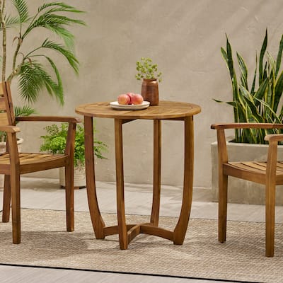 Outdoor Round Acacia Wood Accent table,27.5"