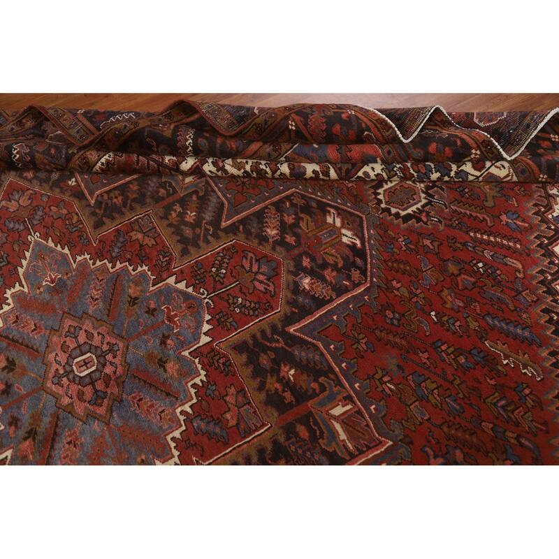 Hand Knotted Oriental 100% Wool Carpet Traditional Medallion Red Heriz Area Rug - 12' 8'' X 9' 10''