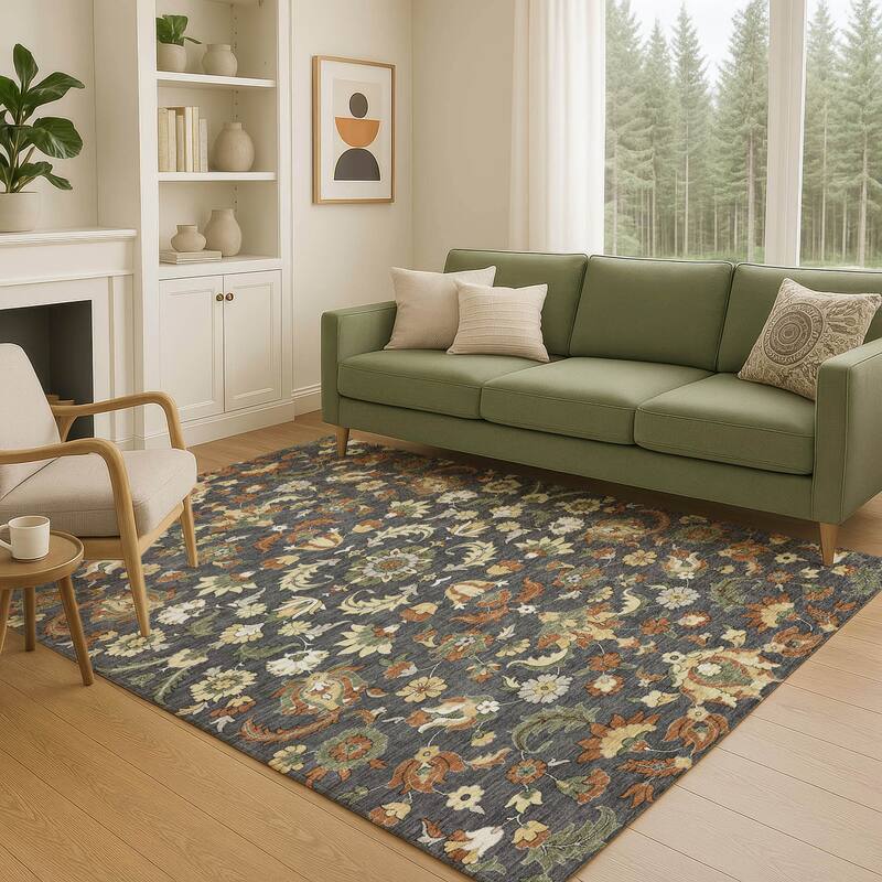 Machine Washable Indoor/ Outdoor Traditional Lanelle Chantille Rug