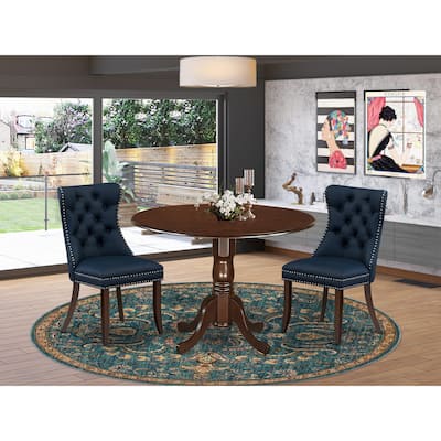East West Furniture Dining Table Set Consists of a Round Kitchen Table and Padded Chairs, Mahogany (Pieces Options)
