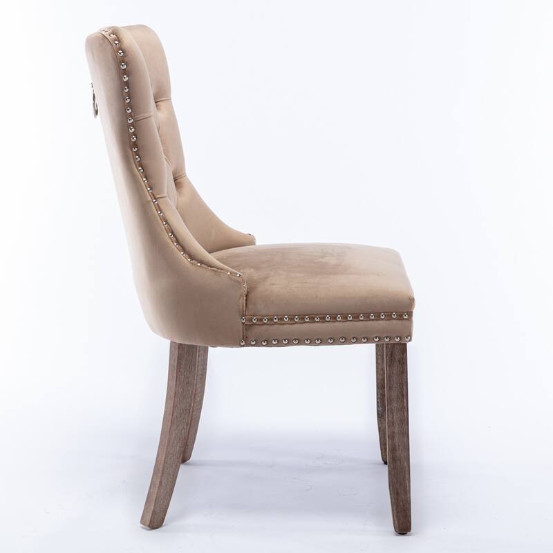 Set of 2 Modern High-End Tufted Solid Wood Upholstered Dining Chair with Nailhead Trim