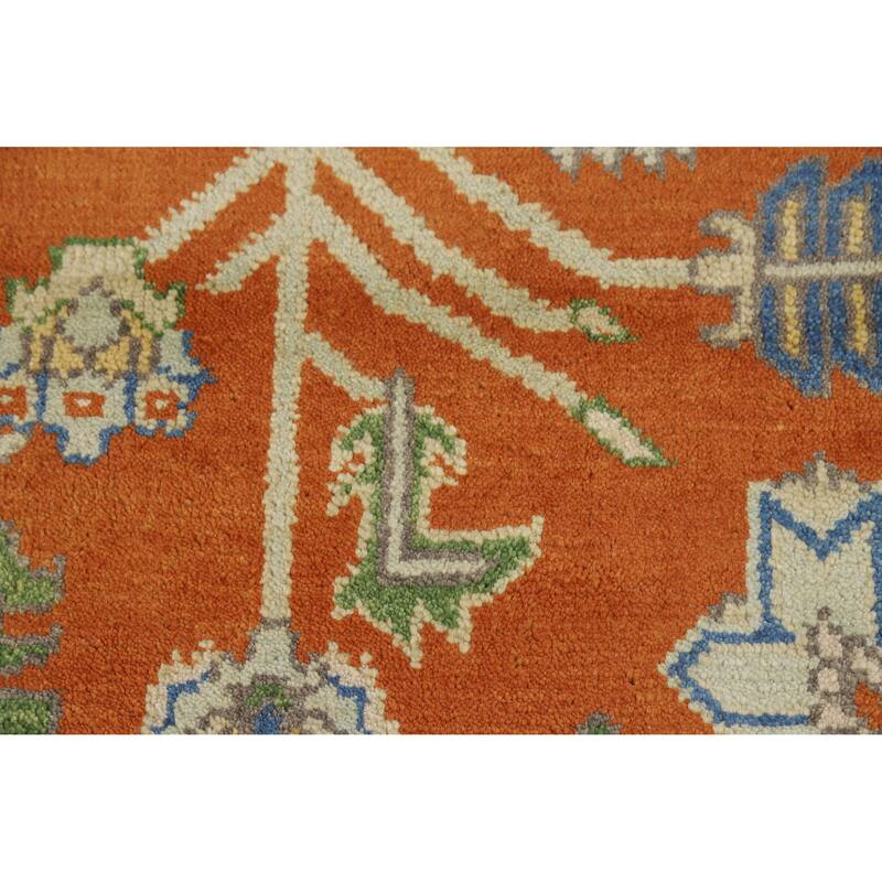 Hand Knotted Oriental 100% Wool Carpet Transitional All-Over Oranges & Rust Oushak Area Rug - 11' 11'' X 9' 0''