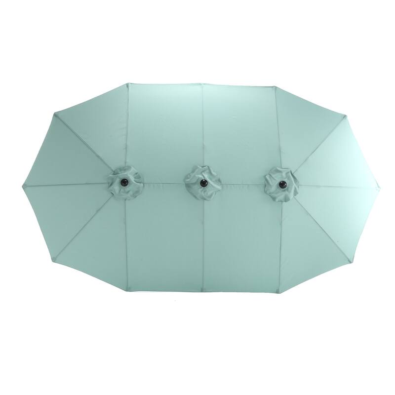 14.8ft Large Rectangular Double-Sided Patio Umbrella with Crank