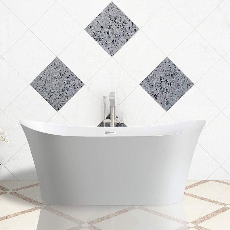 Vanity Art 67 inch Acrylic Freestanding Soaking Bathtub