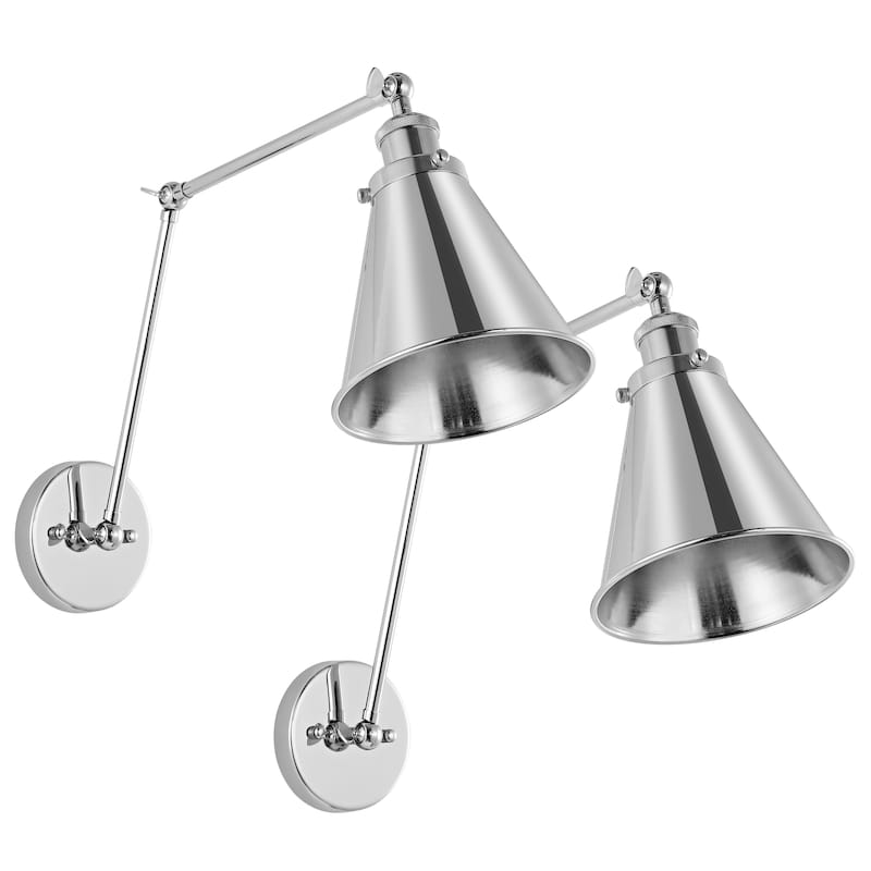 WINGBO Swing Arm Adjustable Wall Sconce with Shade, 2-Pack...
