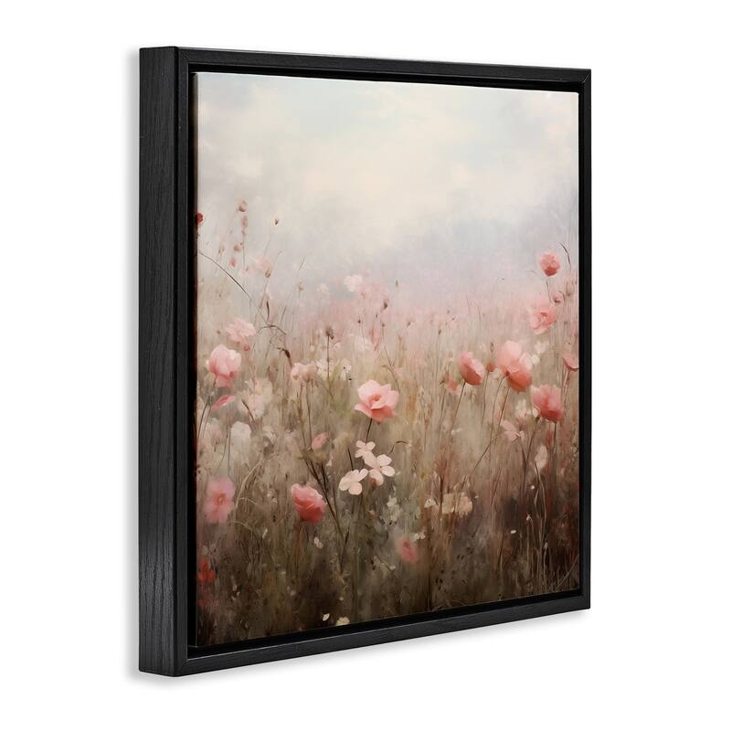 Stupell Blooming Pink Meadow Flowers Framed Floater Canvas Wall Art Design By Arlington Prints