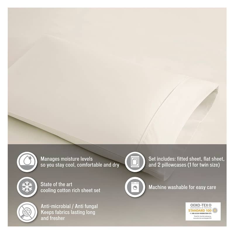 Beautyrest 600 Thread Count Cooling Cotton Blend 4 PC Sheet Set