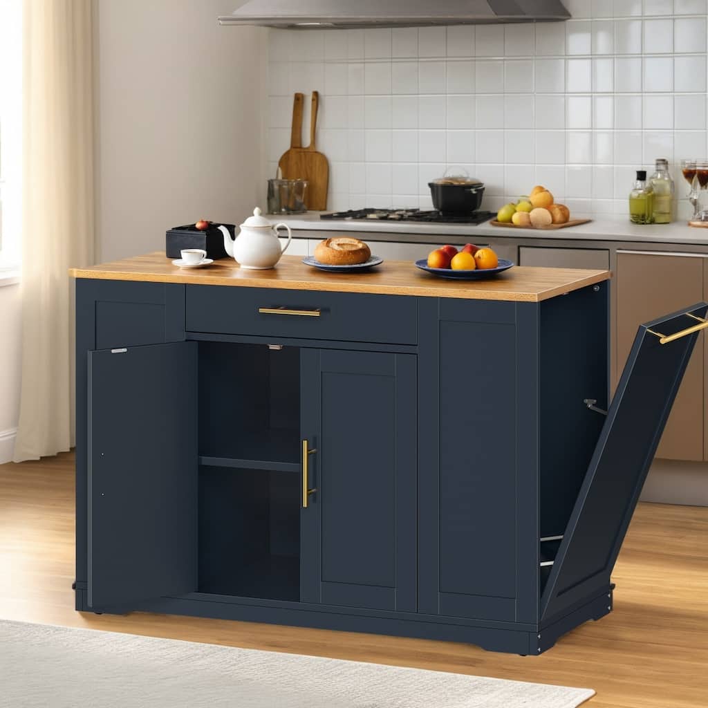 53-inch Rolling Kitchen Island Portable Mobile Kitchen Cart