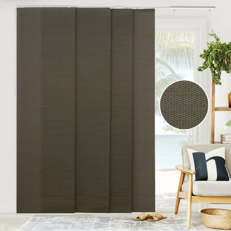 CHICOLOGY Adjustable Sliding Panels, 4-Rail Track, Light Filtering - Up to 86"W X 96"H - Woven Oolong