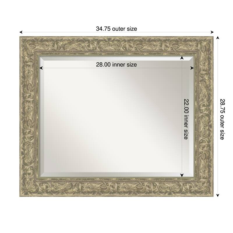 Luxe Beveled Framed Wall Mirror - 35 x 29 in - Luxe Antique Silver