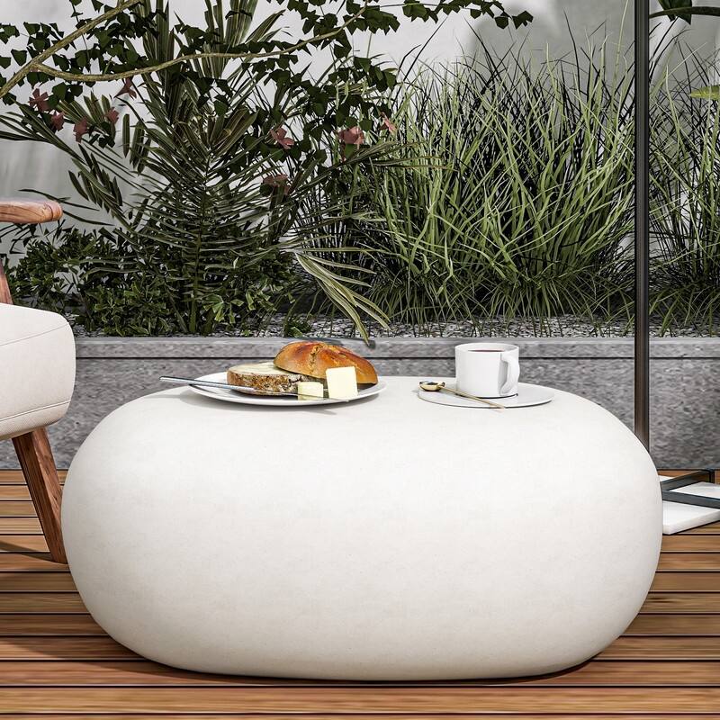 Concrete Stone Coffee Table - White