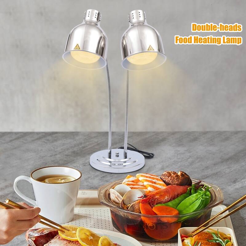 Double Head Tabletop Food Heating Lamp Buffet Food Warmer Light - Silver