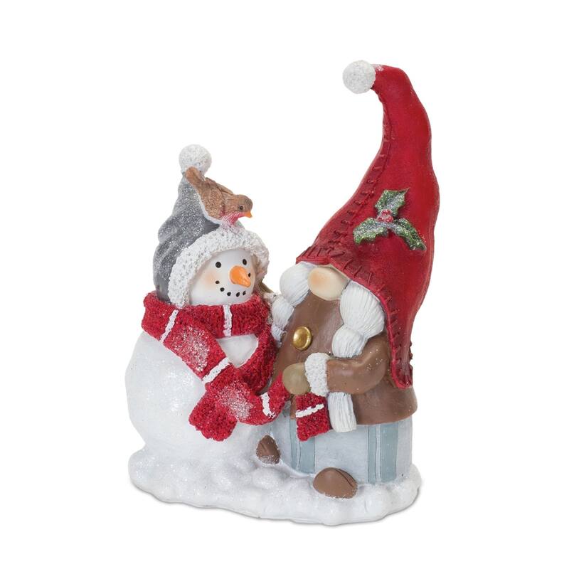 Set of 2 Gnome Snowman & Pine Tree Christmas Tabletop Figurines 8"