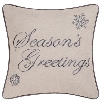 16" x 16" Season's Greetings Embroidered Pillow