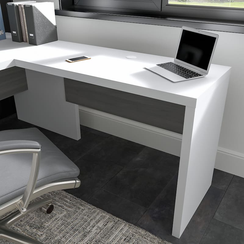 Echo 42W Desk Return/Bridge by Bush Business Furniture - Pure White/Modern Gray