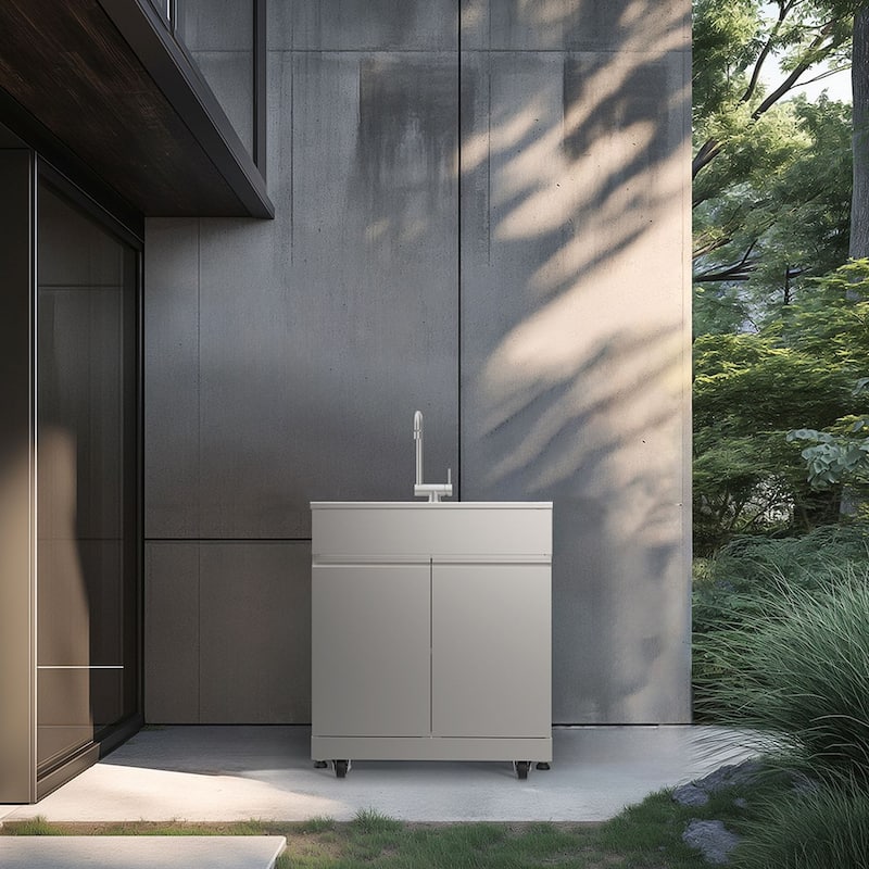 Transolid OSC3224 Outdoor Kitchen 32-in x 24-in x 51-in Single Sink Cabinet, Stainless Steel - 32-in x 24-in x 51-in