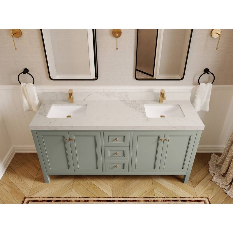 Willow Collections 72 in. W x 22 in. D Nashville Double Bowl Sink Bathroom Vanity with Countertop