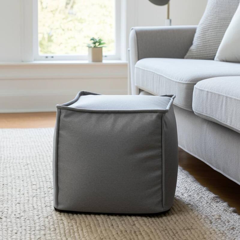 Qiviut Gray Square Pouf