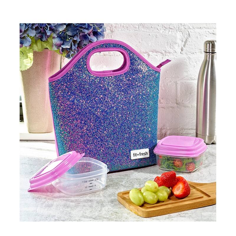 Fit & Fresh Sloane Chunky Glitter Lunch Bag Kit Purple