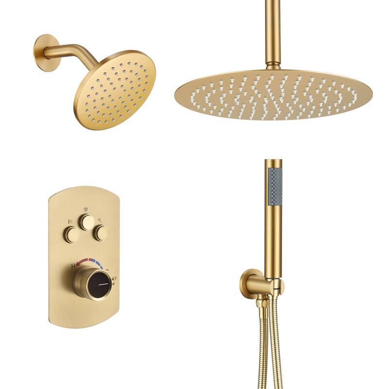 Dual Shower Heads 12 Inch Ceiling Mounteded Rainfall Shower Set