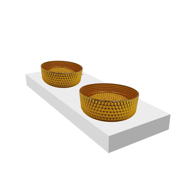 CastelloUSA 16" Round Decorative Gold Crystal Sink With Base