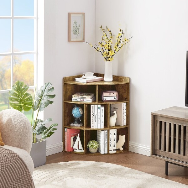 Javlergo 4-Tier Corner Bookcase, 8 Cube Triangle Bookcase