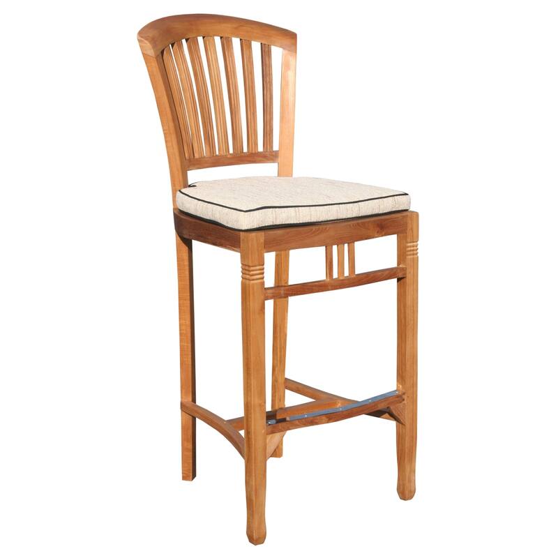 Chic Teak 9 Piece Teak Wood Orleans Bar Table/Chair Set With Cushions
