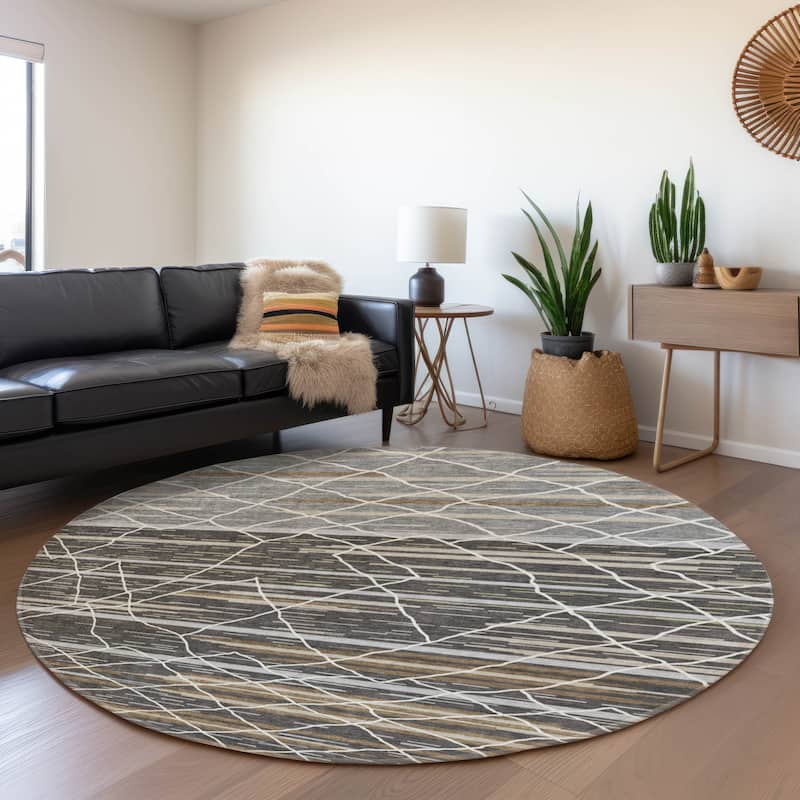 Premium Washable Super Soft Modern Himalaya Mayfield Rug - 8' x 8' - Charcoal