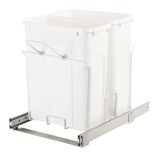 Knape and Vogt Bottom Mount Double Bin Trash Can with Full Extension