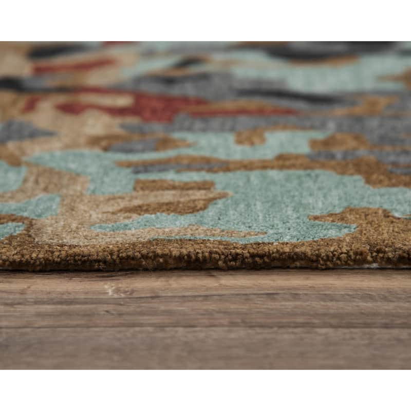Alora Decor Vivid Beige, Rust, Teal and Ivory Hand-tufted Abstract Rug