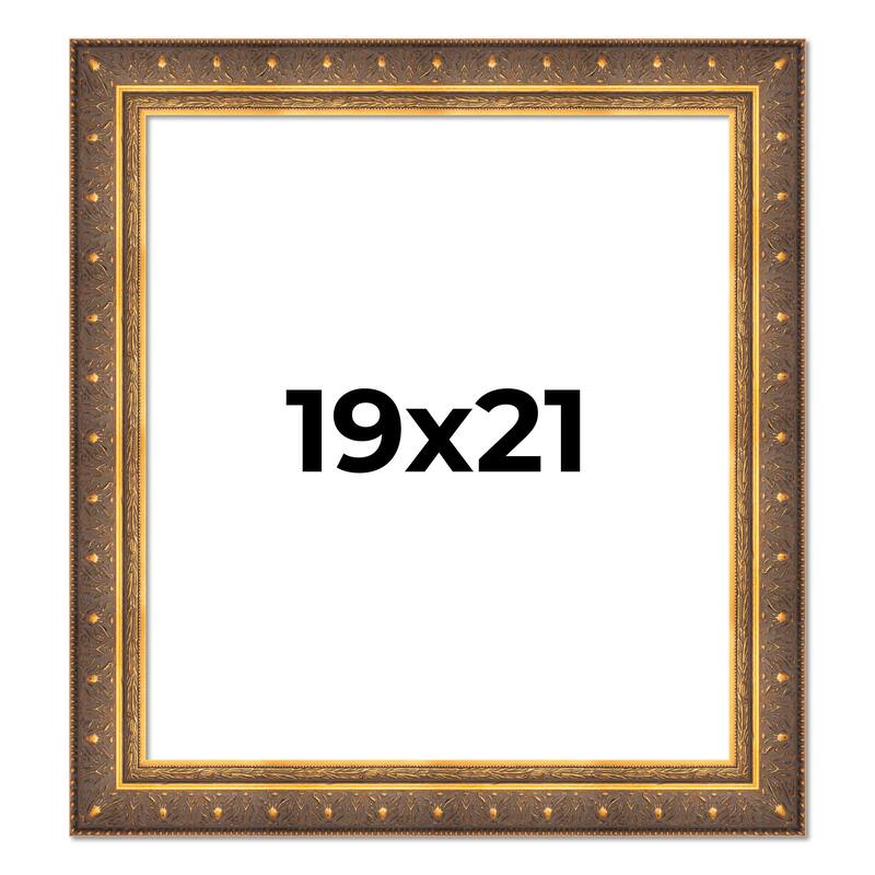 19x21 Frame Vintage Gold Solid Wood Picture Frame | 2.5 Inch Moulding