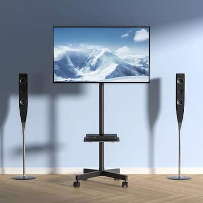 TV Stand Mobile Cart for 23"-60" TVs with Wheels & A Tray - 62 inches