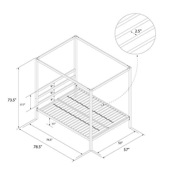 dimension image slide 2 of 3, Avenue Greene Gia Metal Canopy Bed