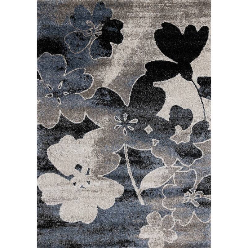 HomeRoots Botanical Leaves Modern Runner Area Rug - 2' X 8'