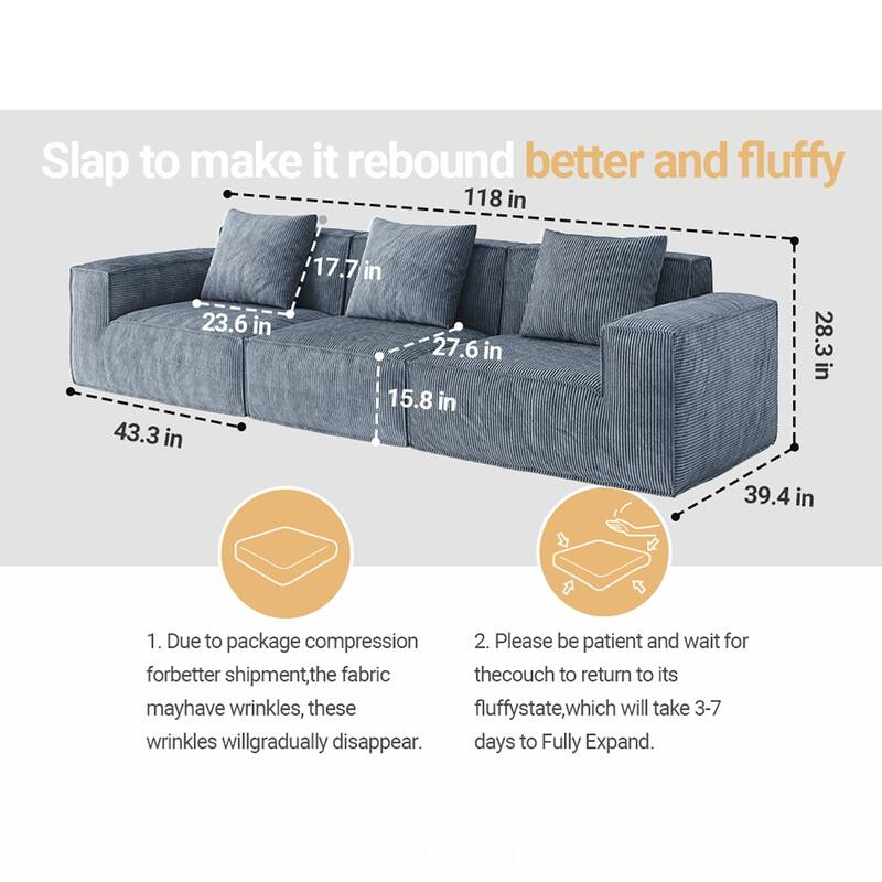 3-Seat Modular Sectional Sofa