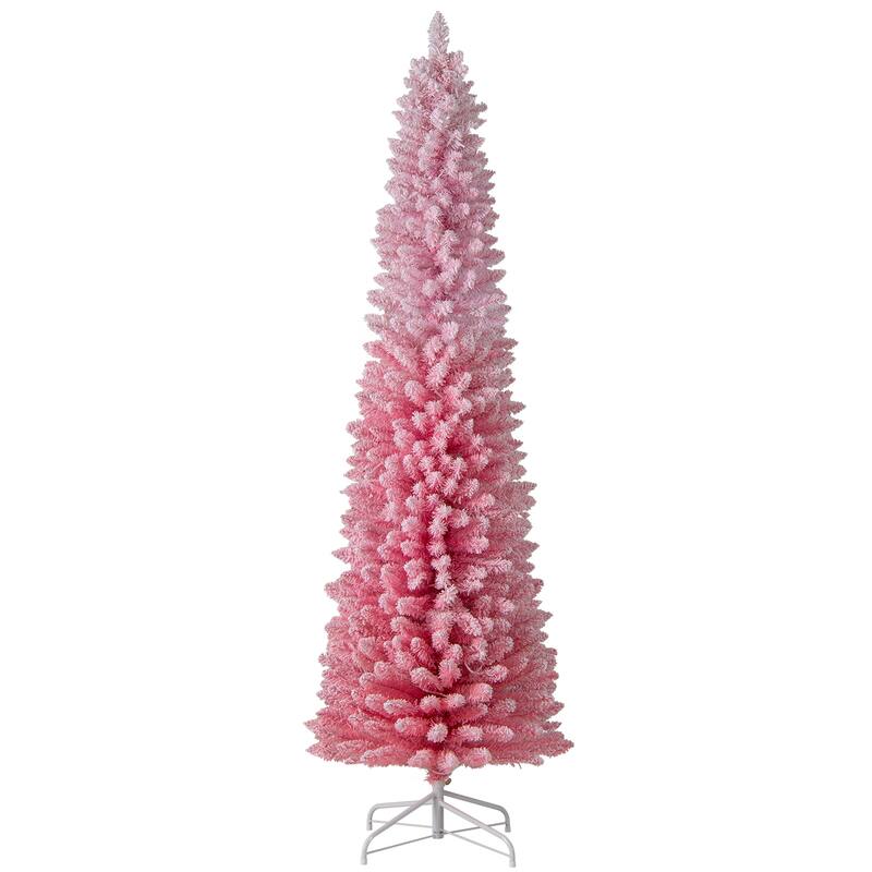 Costway 6/7 FT Snow-flocked Artificial Pink Christmas Tree with 140 - See Details