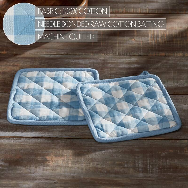 Annie Buffalo Check Black Pot Holder Set of 2 8x8 - N/A