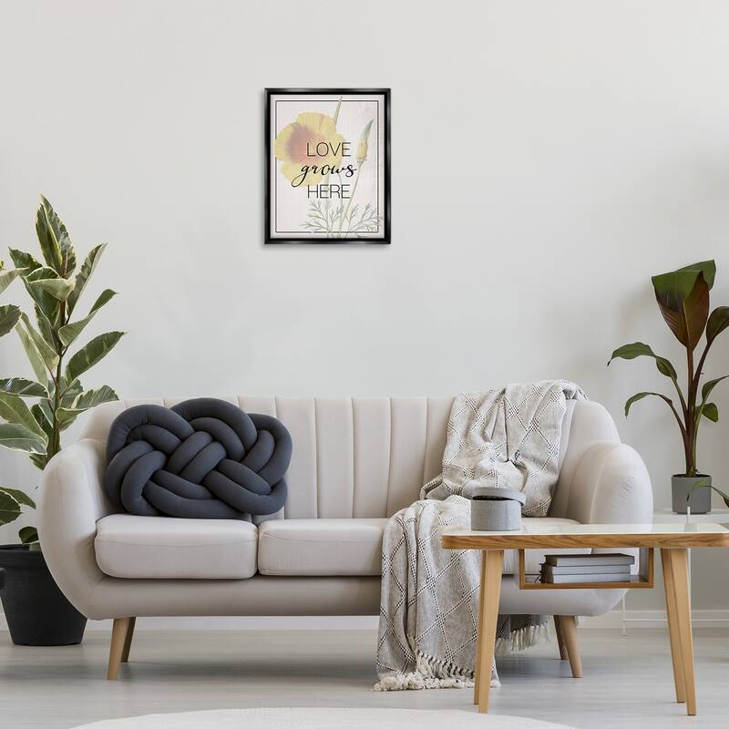 Stupell Vintage Love Grows Here Framed Floater Canvas Wall Art Design By Lil' Rue