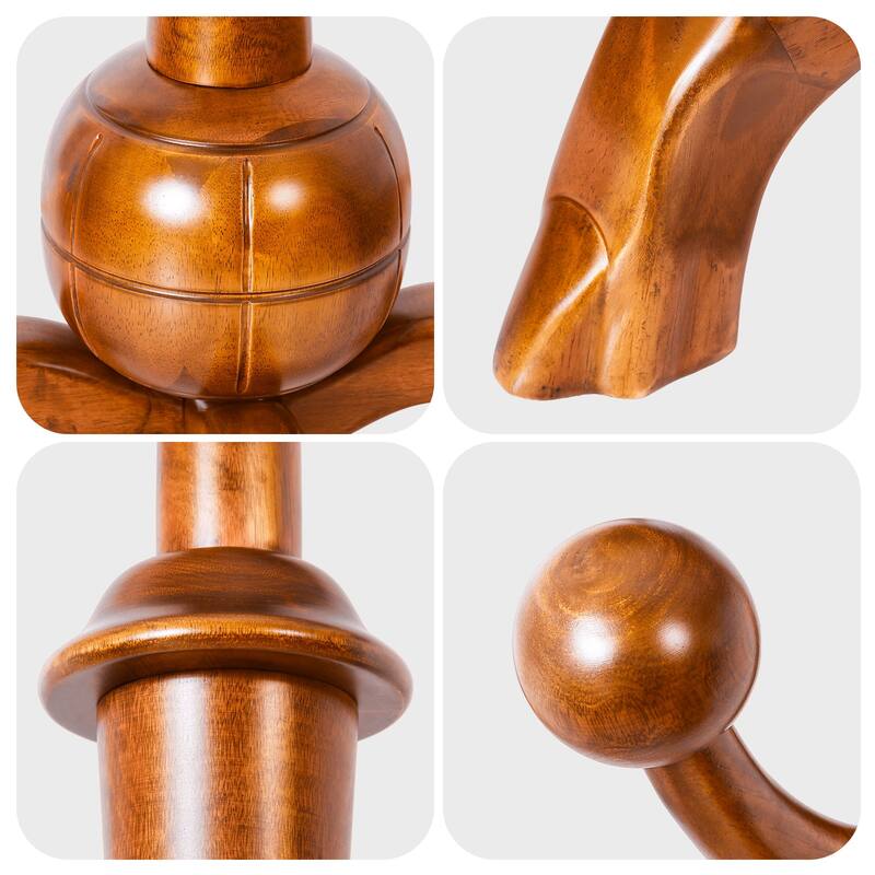 Tree-branch Rubberwood Freestanding Coat Rack with 8 Hooks - 24.5"W x 70.87"H