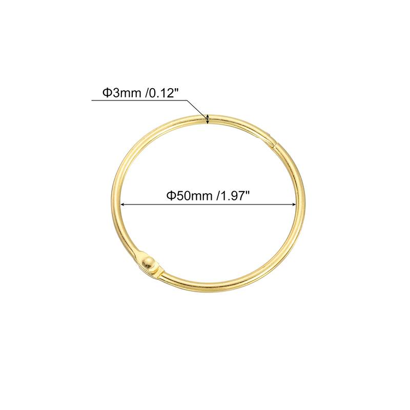 Shower Curtain Rings, 12pcs - Loose Leaf Binder Rings - Gold - 2 Inch