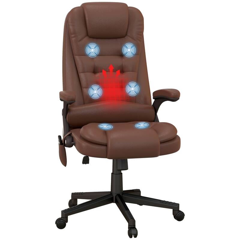 Brown Massage Desk Chair Gaming Chair with Wheels, Stylish Computer Chair Office Chair with Heat and High Back