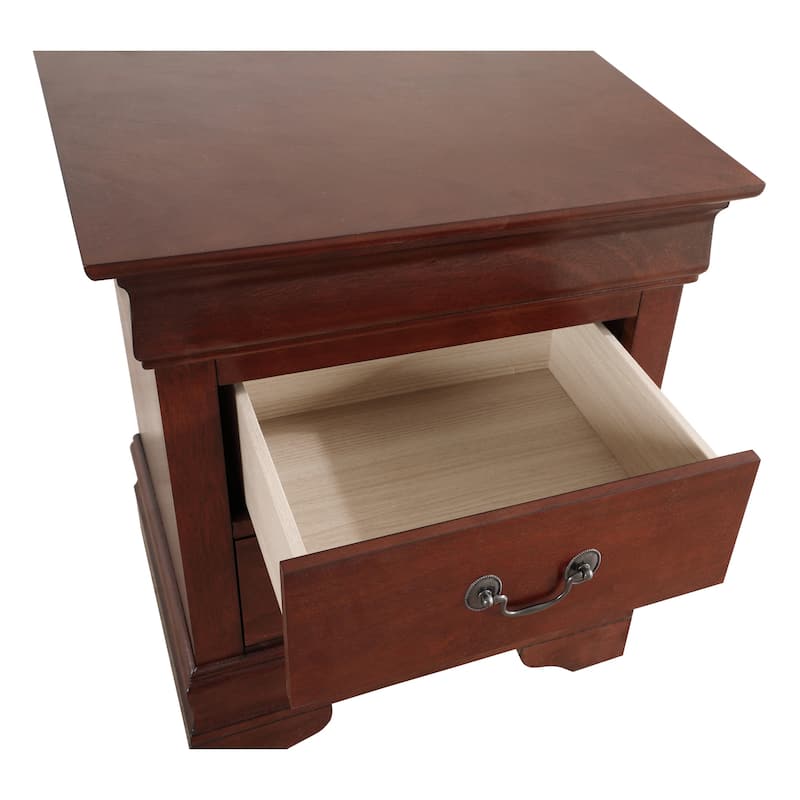 Cherry Nightstand 24x21x16 with Two Smooth Drawers, Compact Bedside Table for Storage, Warm Finish Bedroom Accent Piece
