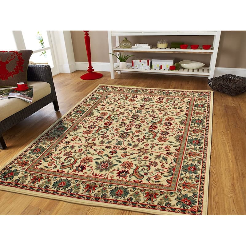 Copper Grove Bondy Bordered Oriental Area Rug with Jute Backing - 5'X8' - Cream