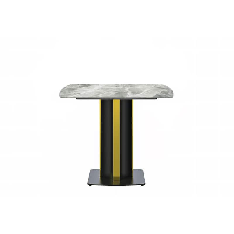 Sylva Dining Table Rectangular Tabletop in Gold Pedestal Base