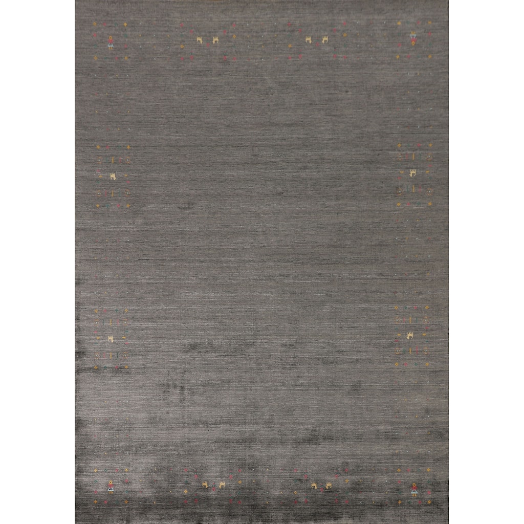 Tribal / Stripe Gabbeh Oriental Area Rug Handmade Wool Carpet - 7'11" x 9'10"