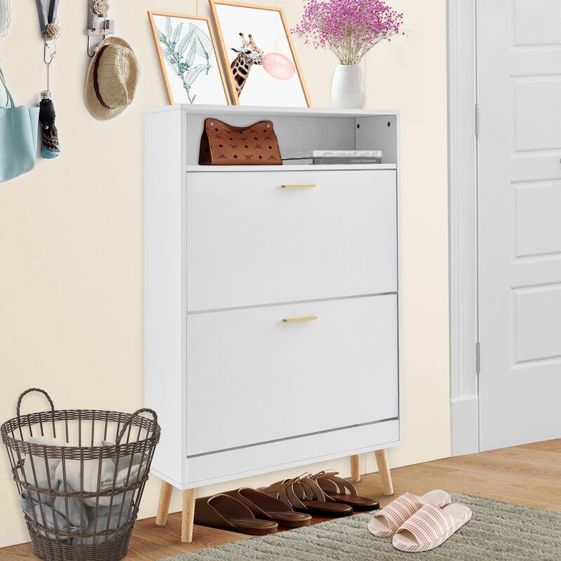 Space Saving Shoe Cabinet with Drawers for Hallway or Living Room - 31.5 x 9.33 x 47.44 inch