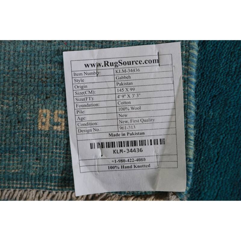 Modern Gabbeh Oriental Rug Hand-Knotted Wool Carpet - 3'3" x 4'9"